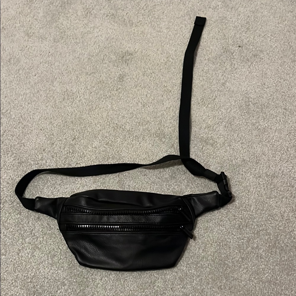 Black Leather Fanny Pack